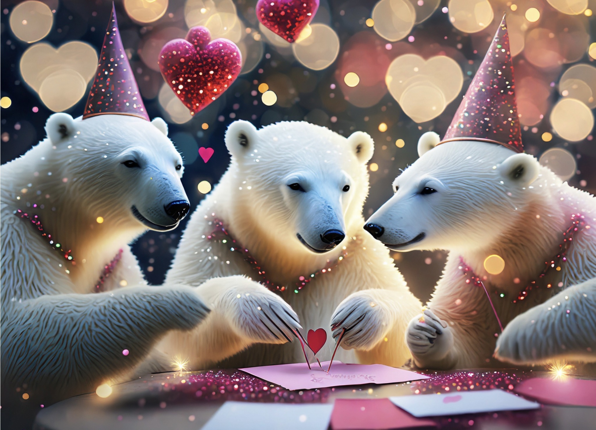 Polar Bears making greeting cards