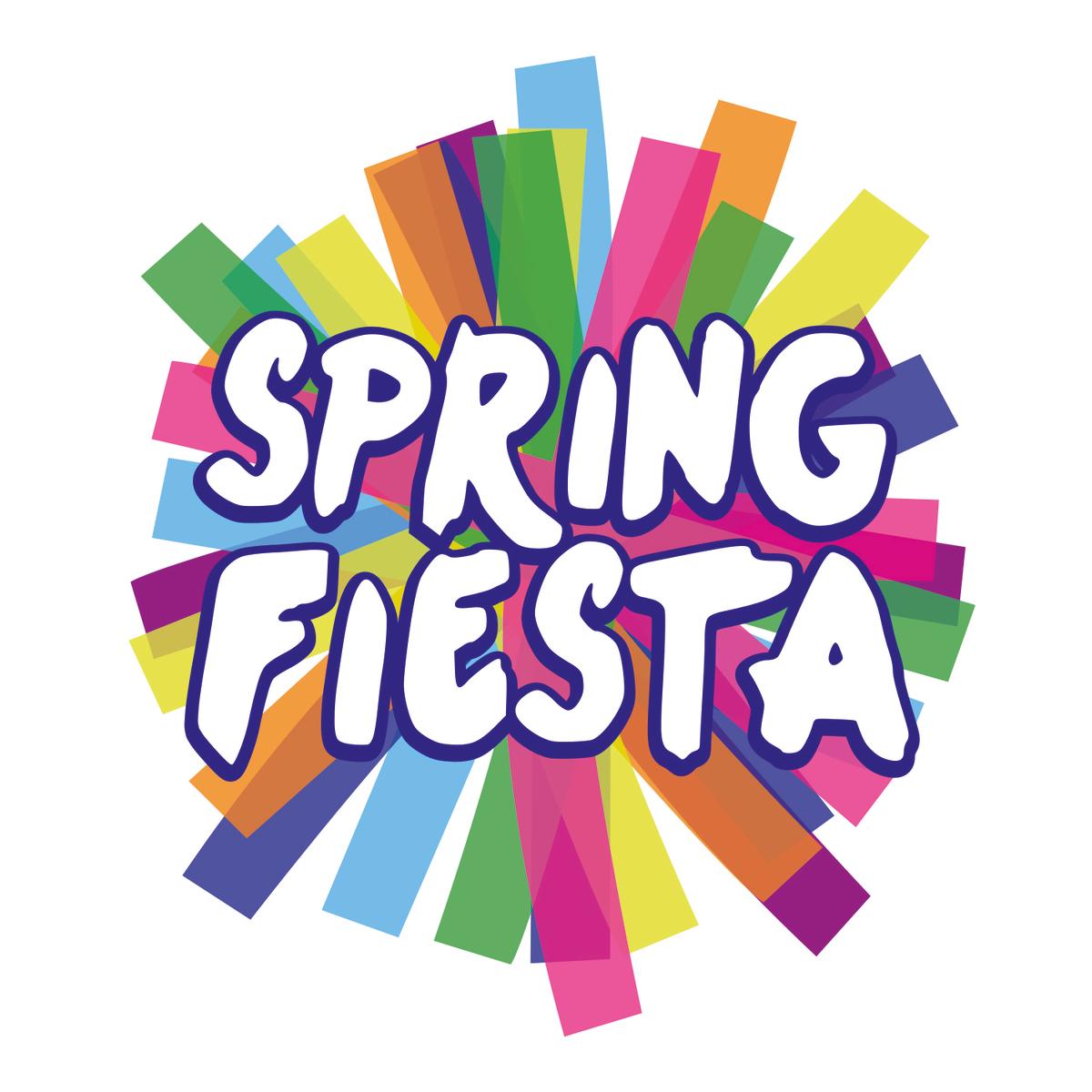 Spring Fiesta logo with bright colors in a starburst