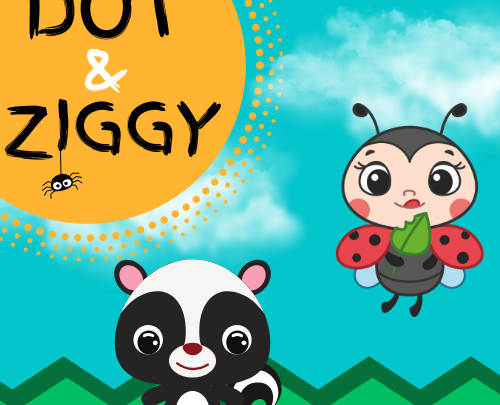 illustration of a skunk and a ladybug for the play Dot & Ziggy